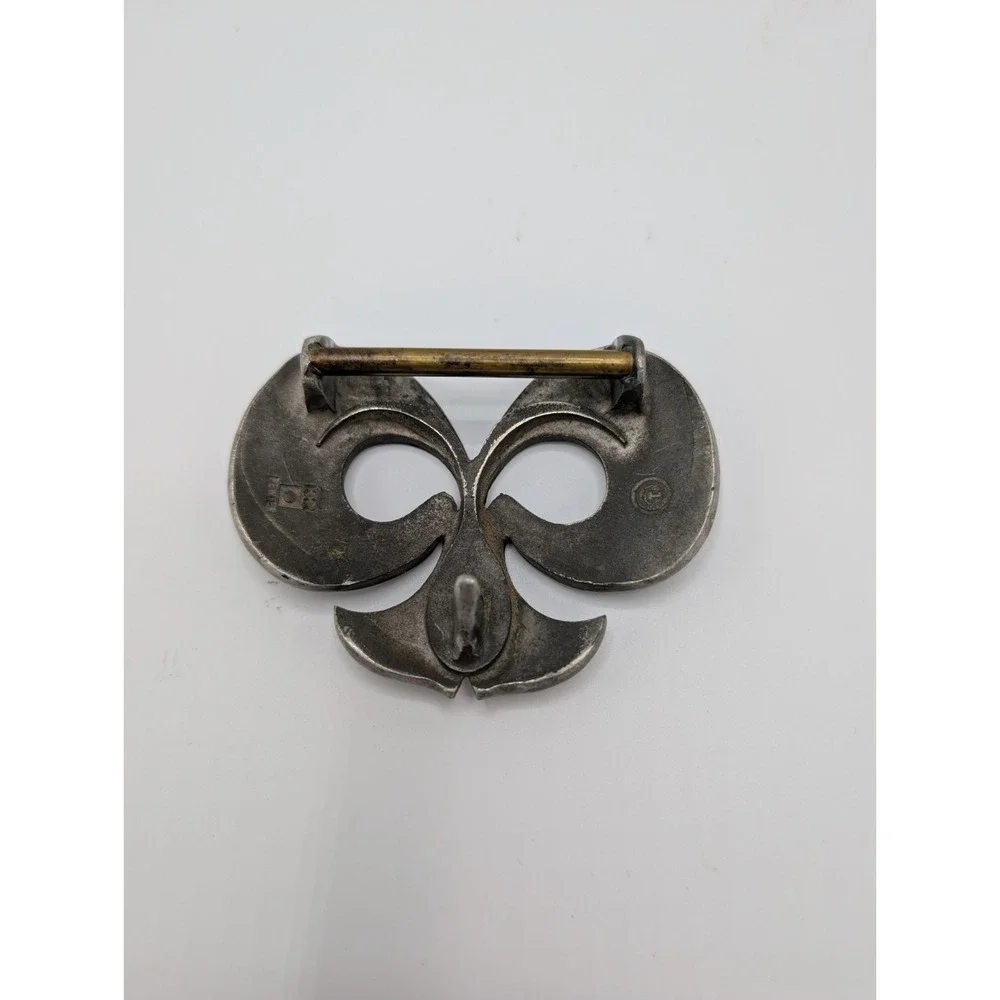 Vintage Pewter Belt Buckle Slide Fleur De Lis Renaissance SCA Costume Cinch